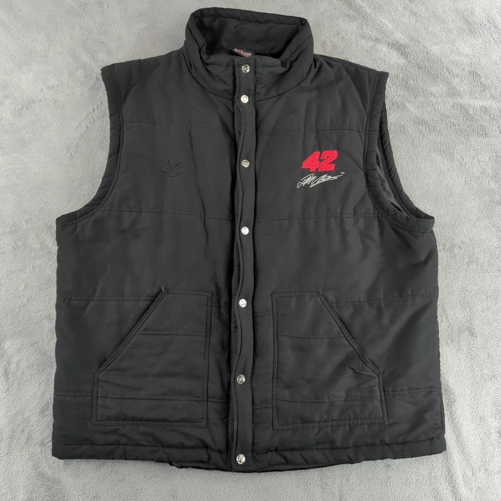 VTG Chase Authentics Racing Vest Mens XL Black #42 Juan Montoya NASCAR Puffer